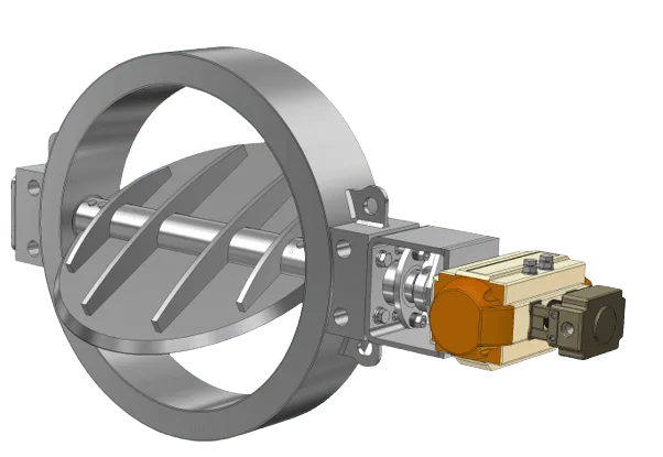 High-temperature machined butterfly damper valve for heavy industry